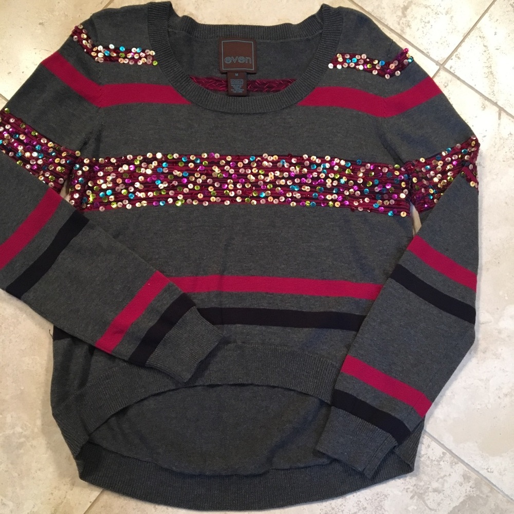 Grey long sleeve striped sweater